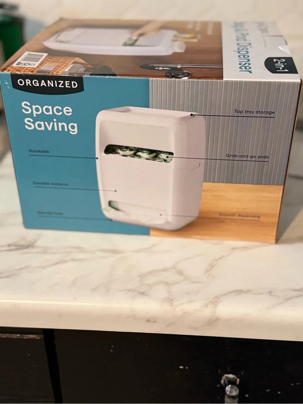 White Bag & Pod Dispenser - 2-in-1 Kitchen Organizer